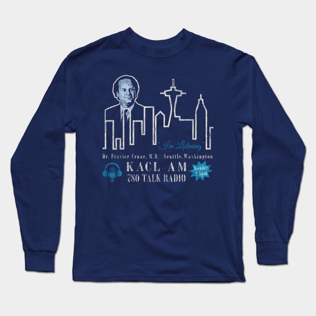 KACL Radio Show Frasier Crane Worn Out Long Sleeve T-Shirt by Alema Art